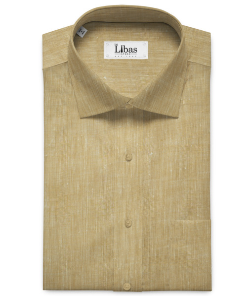 Linen Club Men's European Linen 60 LEA Self Design 2.25 Meter Unstitched Shirting Fabric (Biscotti Beige)