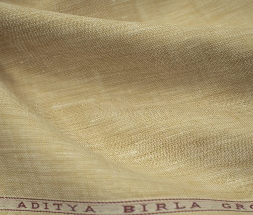 Linen Club Men's European Linen 60 LEA Self Design 2.25 Meter Unstitched Shirting Fabric (Biscotti Beige)