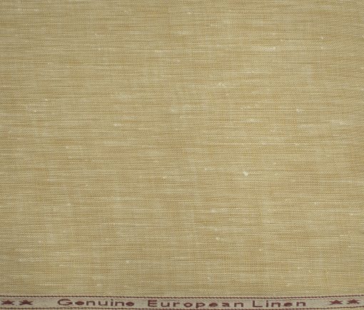 Linen Club Men's European Linen 60 LEA Self Design 2.25 Meter Unstitched Shirting Fabric (Biscotti Beige)