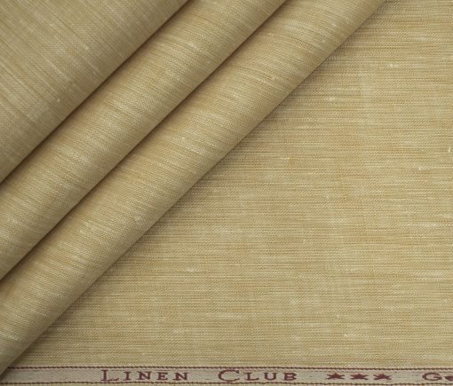 Linen Club Men's European Linen 60 LEA Self Design 2.25 Meter Unstitched Shirting Fabric (Biscotti Beige)