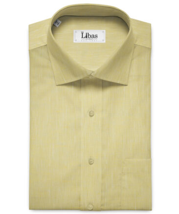 Linen Club Men's European Linen 60 LEA Self Design 2.25 Meter Unstitched Shirting Fabric (Daffodil Yellow)