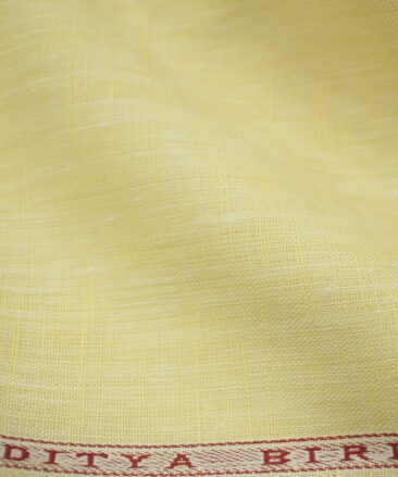 Linen Club Men's European Linen 60 LEA Self Design 2.25 Meter Unstitched Shirting Fabric (Daffodil Yellow)