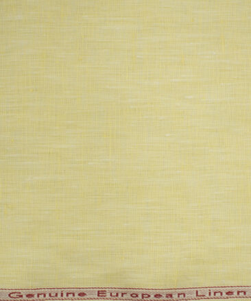 Linen Club Men's European Linen 60 LEA Self Design 2.25 Meter Unstitched Shirting Fabric (Daffodil Yellow)