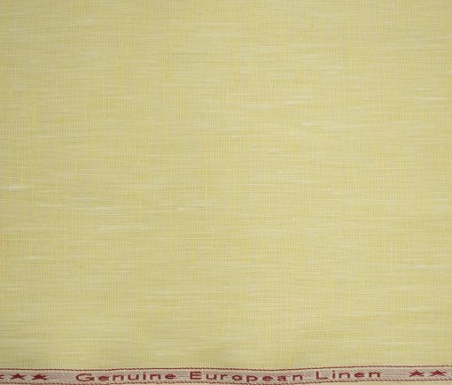 Linen Club Men's European Linen 60 LEA Self Design 2.25 Meter Unstitched Shirting Fabric (Daffodil Yellow)