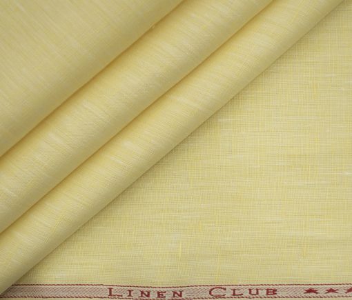 Linen Club Men's European Linen 60 LEA Self Design 2.25 Meter Unstitched Shirting Fabric (Daffodil Yellow)