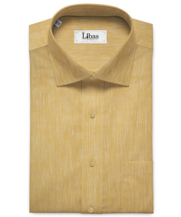 Linen Club Men's European Linen 60 LEA Self Design 2.25 Meter Unstitched Shirting Fabric (Light Orange)