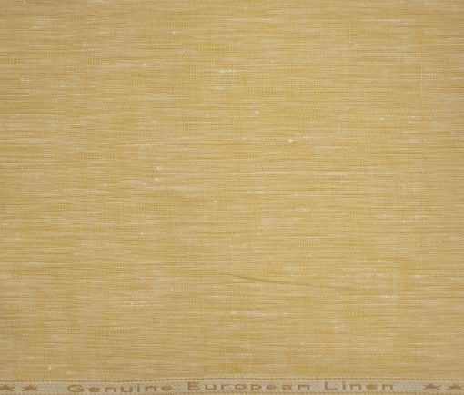 Linen Club Men's European Linen 60 LEA Self Design 2.25 Meter Unstitched Shirting Fabric (Light Orange)