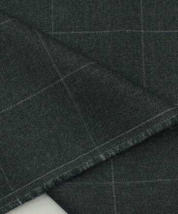 Absoluto Men's Terry Rayon Checks  Unstitched Suiting Fabric (Dark Worsted Grey)