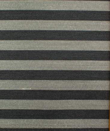 Absoluto Men's Terry Rayon Striped 3.75 Meter Unstitched Suiting Fabric (Dark Grey)