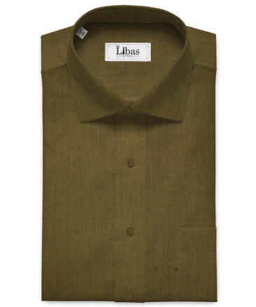 Burgoyne Men's Irish Cotton Linen 60 LEA Solids 2.25 Meter Unstitched Shirting Fabric (Light Brown)