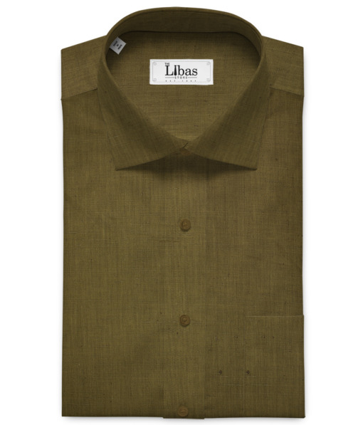 Burgoyne Men's Irish Cotton Linen 60 LEA Solids 2.25 Meter Unstitched Shirting Fabric (Light Brown)