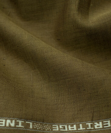 Burgoyne Men's Irish Cotton Linen 60 LEA Solids 2.25 Meter Unstitched Shirting Fabric (Light Brown)