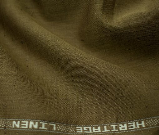 Burgoyne Men's Irish Cotton Linen 60 LEA Solids 2.25 Meter Unstitched Shirting Fabric (Light Brown)