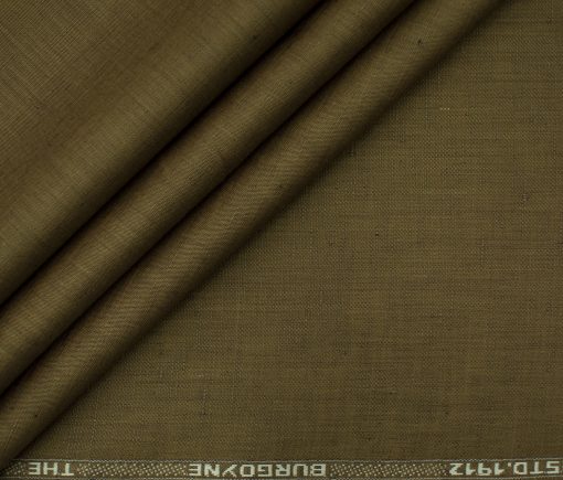 Burgoyne Men's Irish Cotton Linen 60 LEA Solids 2.25 Meter Unstitched Shirting Fabric (Light Brown)