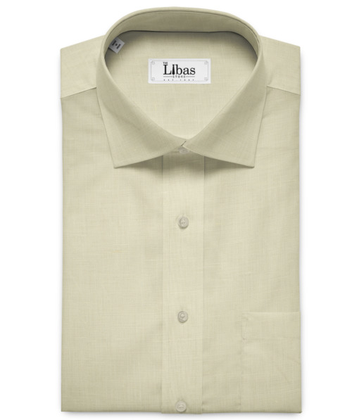 Burgoyne Men's Irish Linen 60 LEA Solids 2.25 Meter Unstitched Shirting Fabric (Cream)