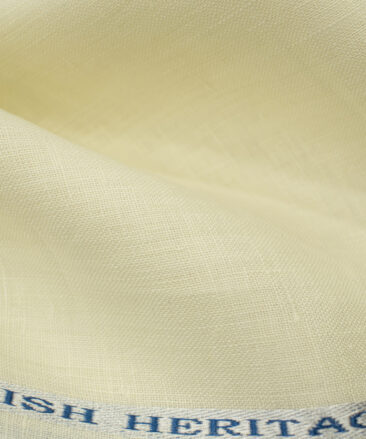 Burgoyne Men's Irish Linen 60 LEA Solids 2.25 Meter Unstitched Shirting Fabric (Cream)