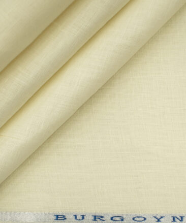 Burgoyne Men's Irish Linen 60 LEA Solids 2.25 Meter Unstitched Shirting Fabric (Cream)