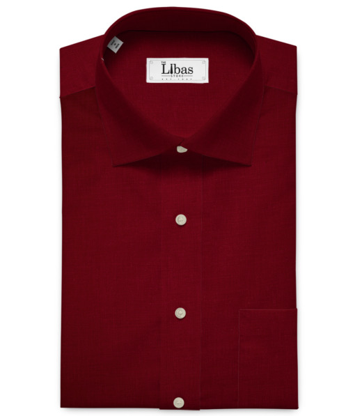 Burgoyne Men's Irish Linen 60 LEA Solids 2.25 Meter Unstitched Shirting Fabric (Red)