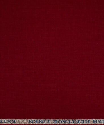 Burgoyne Men's Irish Linen 60 LEA Solids 2.25 Meter Unstitched Shirting Fabric (Red)