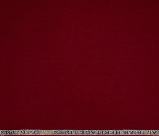 Burgoyne Men's Irish Linen 60 LEA Solids 2.25 Meter Unstitched Shirting Fabric (Red)