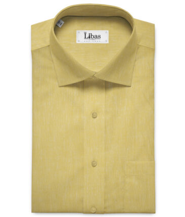 Burgoyne Men's Irish Linen & Lyocell 60 LEA Self Design 2.25 Meter Unstitched Shirting Fabric (Yellow)