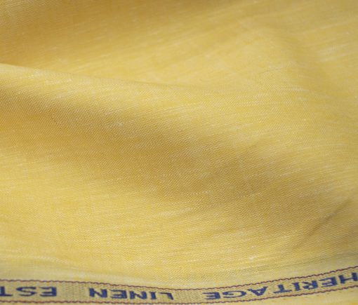 Burgoyne Men's Irish Linen & Lyocell 60 LEA Self Design 2.25 Meter Unstitched Shirting Fabric (Yellow)