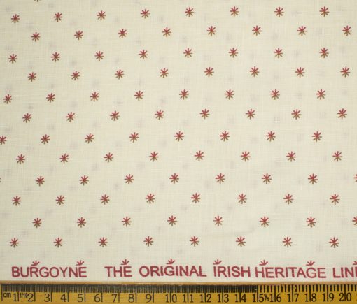 Burgoyne Men's Irish Linen 60 LEA Printed 2.25 Meter Unstitched Shirting Fabric (Cream & Red)