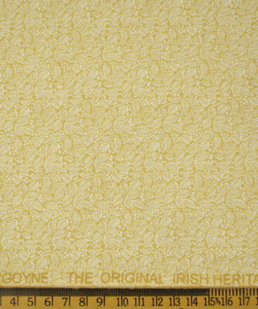 Burgoyne Men's Irish Linen 60 LEA Printed 2.25 Meter Unstitched Shirting Fabric (Yellow & White)