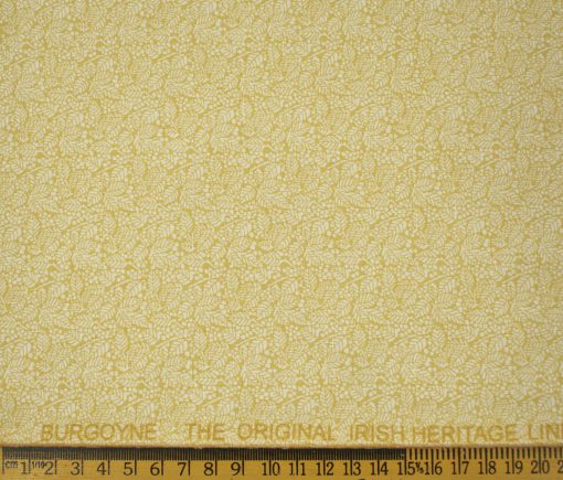 Burgoyne Men's Irish Linen 60 LEA Printed 2.25 Meter Unstitched Shirting Fabric (Yellow & White)