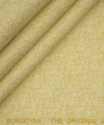 Burgoyne Men's Irish Linen 60 LEA Printed 2.25 Meter Unstitched Shirting Fabric (Yellow & White)