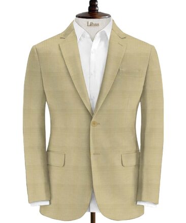 Cadini Men's Terry Rayon Checks 3.75 Meter Unstitched Suiting Fabric (Beige)