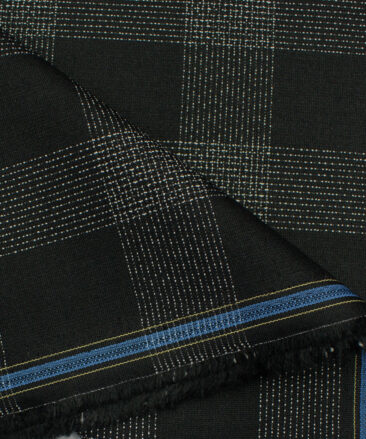 Don & Julio Men's Terry Rayon Checks 3.75 Meter Unstitched Suiting Fabric (Black)