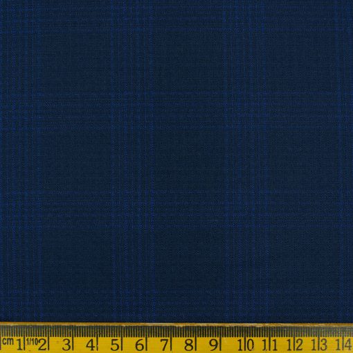 Don & Julio Men's Terry Rayon Checks 3.75 Meter Unstitched Suiting Fabric (Dark Royal Blue)