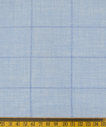 Don & Julio Men's Terry Rayon Checks 3.75 Meter Unstitched Suiting Fabric (Sky Blue)