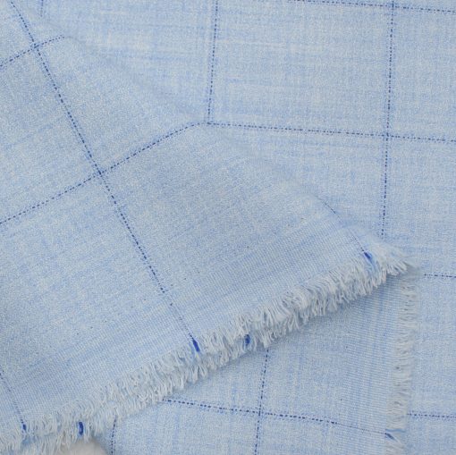 Don & Julio Men's Terry Rayon Checks 3.75 Meter Unstitched Suiting Fabric (Sky Blue)