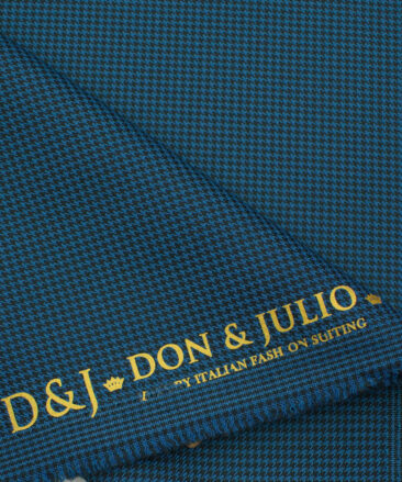 Don & Julio Men's Terry Rayon Houndstooth 3.75 Meter Unstitched Suiting Fabric (Aegean Blue)