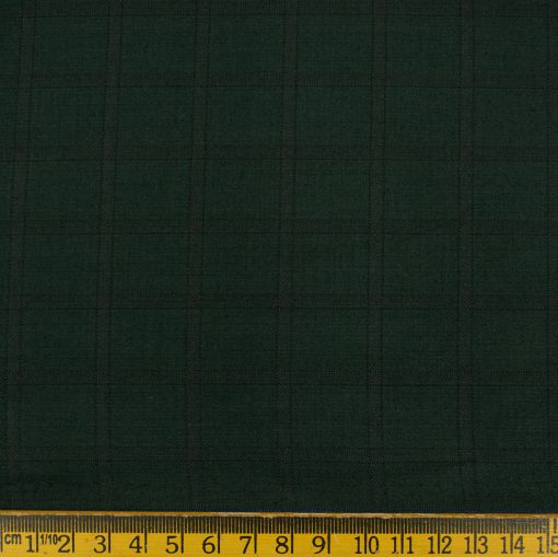 Don & Julio Men's Terry Rayon Checks 3.75 Meter Unstitched Suiting Fabric (Dark Pine Green)