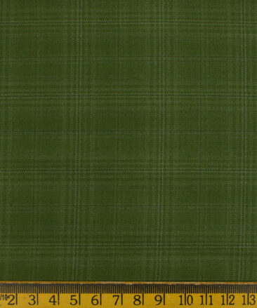 Don & Julio Men's Terry Rayon Checks 3.75 Meter Unstitched Suiting Fabric (Pear Green)