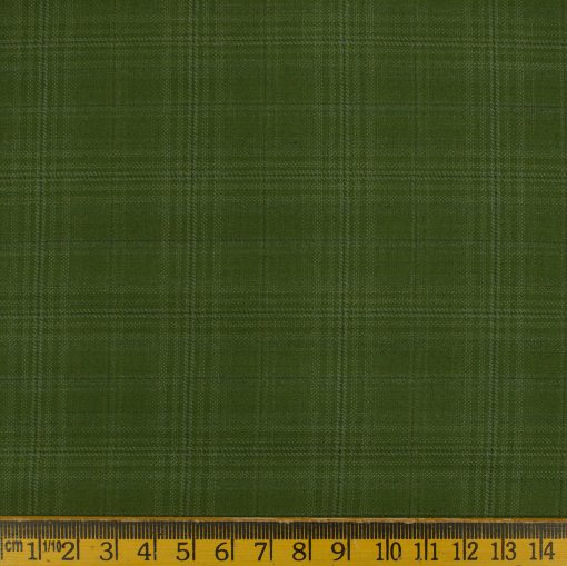 Don & Julio Men's Terry Rayon Checks 3.75 Meter Unstitched Suiting Fabric (Pear Green)