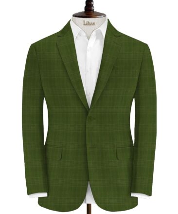 Don & Julio Men's Terry Rayon Checks 3.75 Meter Unstitched Suiting Fabric (Pear Green)