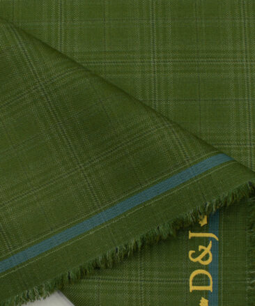 Don & Julio Men's Terry Rayon Checks 3.75 Meter Unstitched Suiting Fabric (Pear Green)