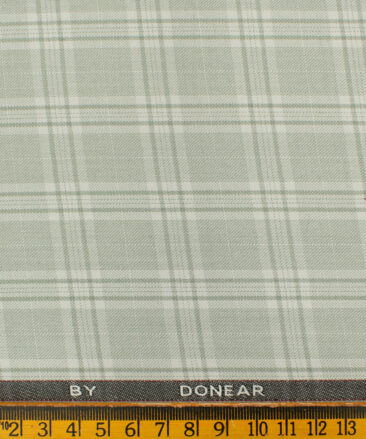 Donear Men's Terry Rayon Checks 3.75 Meter Unstitched Suiting Fabric (Pistachious Green)