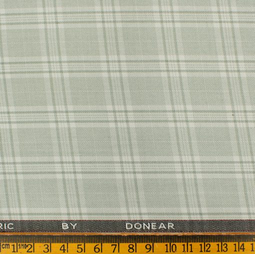 Donear Men's Terry Rayon Checks 3.75 Meter Unstitched Suiting Fabric (Pistachious Green)