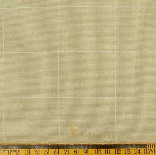 Fashion Flair Men's Terry Rayon Checks 3.75 Meter Unstitched Suiting Fabric (Beige)