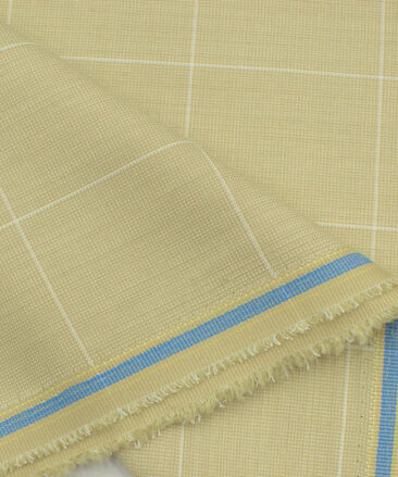 Fashion Flair Men's Terry Rayon Checks 3.75 Meter Unstitched Suiting Fabric (Beige)