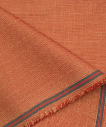 Fashion Flair Men's Terry Rayon Striped 3.75 Meter Unstitched Suiting Fabric (Orange)