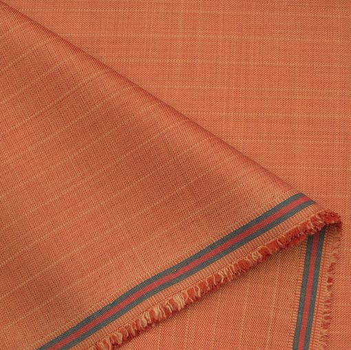 Fashion Flair Men's Terry Rayon Striped 3.75 Meter Unstitched Suiting Fabric (Orange)