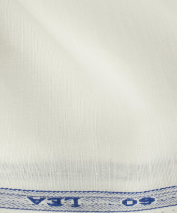 J.Hampstead Men's Cotton Linen 60 LEA Solids 3.50 Meter Unstitched Shirting Fabric (White)