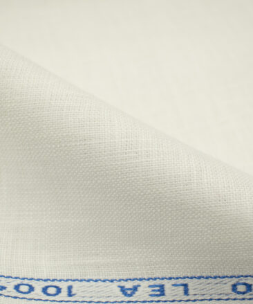 J.Hampstead Men's European Linen 40 LEA Solids 3.50 Meter Unstitched Shirting Fabric (Milky White)