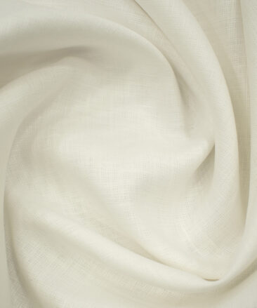 J.Hampstead Men's European Linen 40 LEA Solids 3.50 Meter Unstitched Shirting Fabric (Milky White)